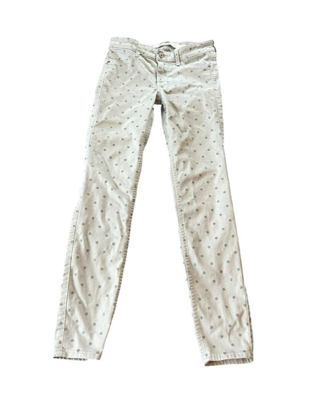 Abercrombie & Fitch Glitter Polka Dot Skinny Jeans Gray Silver Sz 0 Preppy Y2k